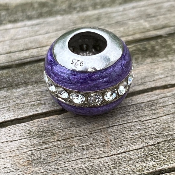 Purple crystal Italian bead charm .925 Sterling Silver Vintage Michael Anthony - Picture 5 of 6